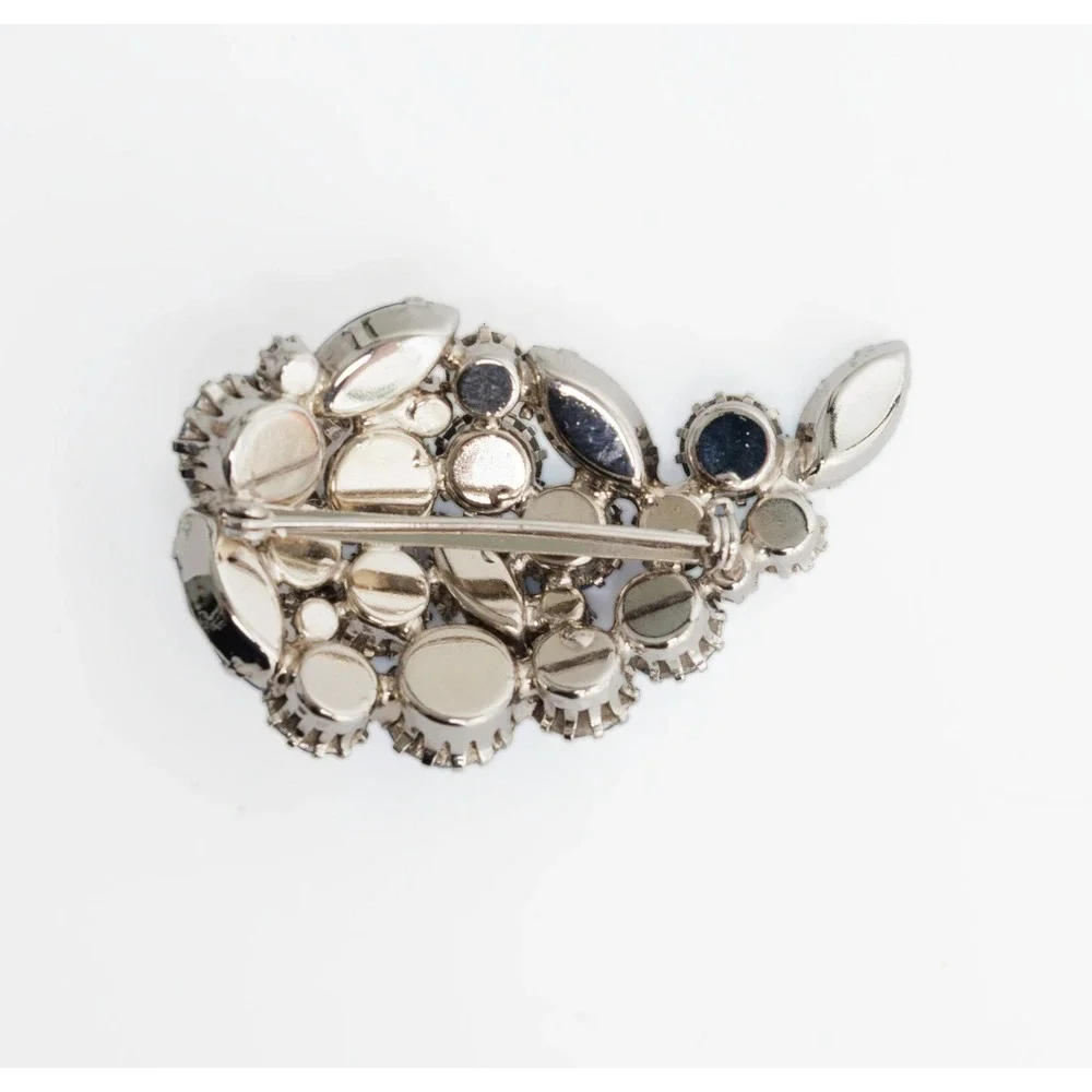 Vintage Blue Rhinestone Brooch Aurora Borealis 1950s Comet Shaped Mid-Century